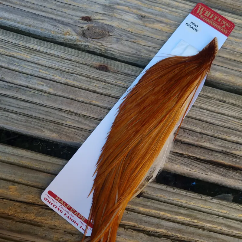 Whiting 1/2 Pro-Grade Dry Fly Rooster Cape in Medium Ginger-1